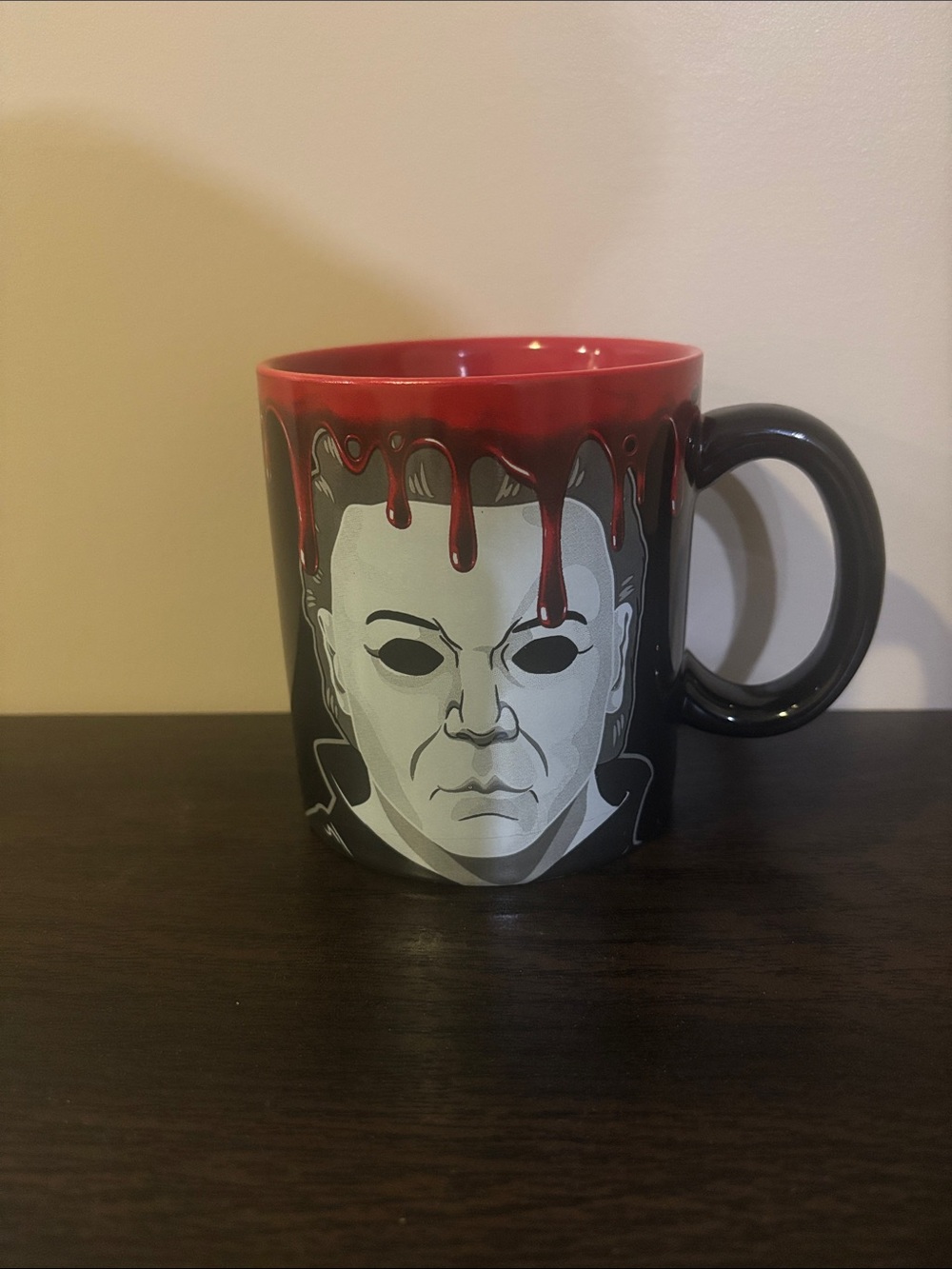 Horror-Themed Black and Red Ceramic Mug